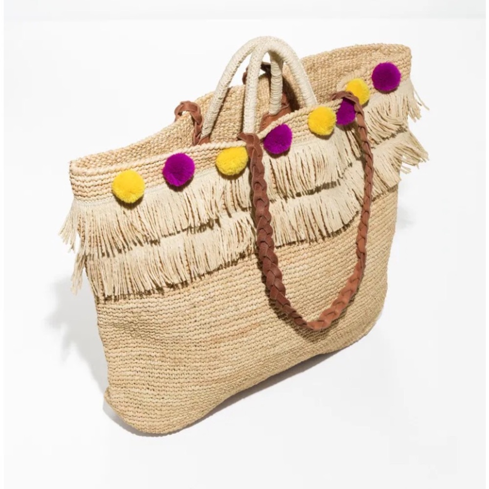 & Other Stories Pom Pom beach bag - Picture 2 of 2
